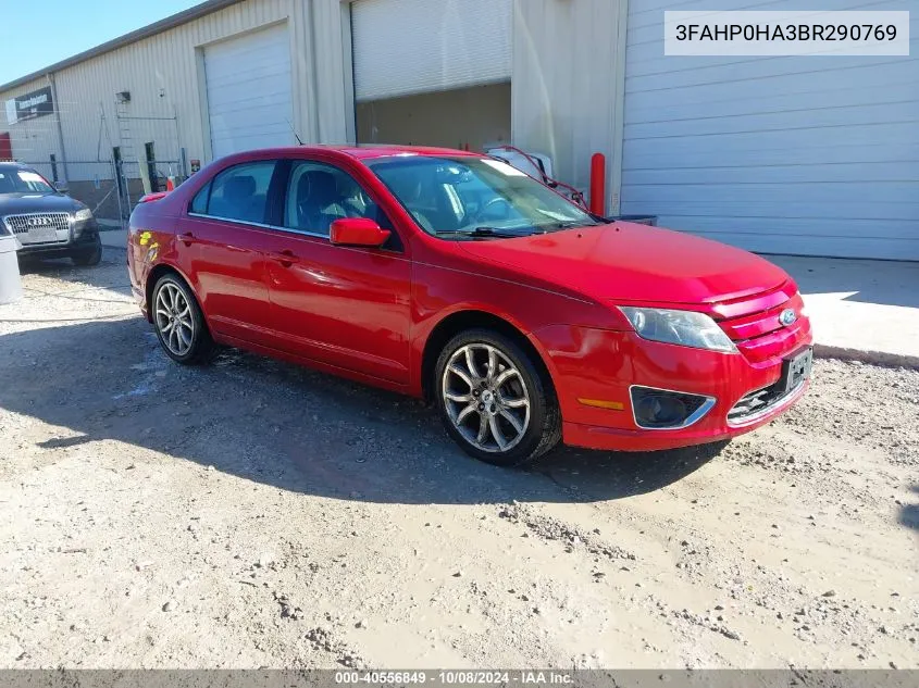 3FAHP0HA3BR290769 2011 Ford Fusion Se