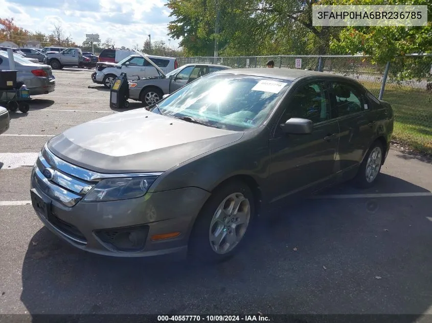 2011 Ford Fusion Se VIN: 3FAHP0HA6BR236785 Lot: 40557770