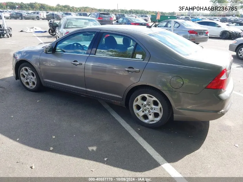 2011 Ford Fusion Se VIN: 3FAHP0HA6BR236785 Lot: 40557770