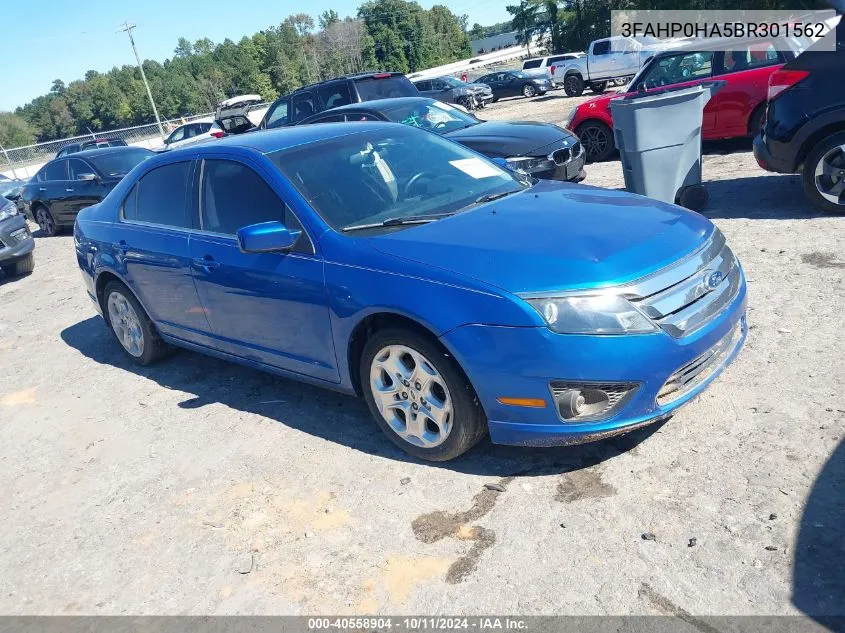 2011 Ford Fusion Se VIN: 3FAHP0HA5BR301562 Lot: 40558904