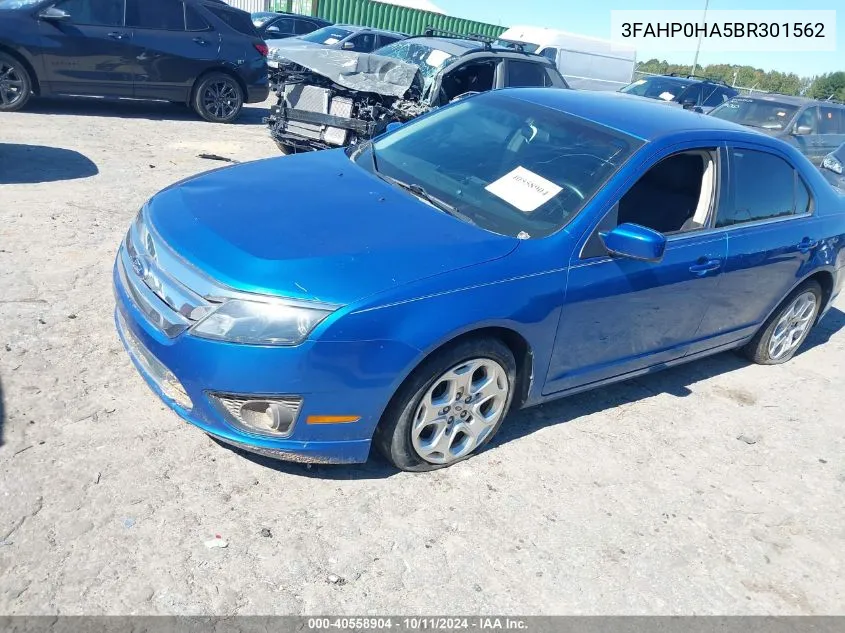 2011 Ford Fusion Se VIN: 3FAHP0HA5BR301562 Lot: 40558904