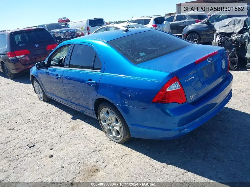 2011 Ford Fusion Se VIN: 3FAHP0HA5BR301562 Lot: 40558904