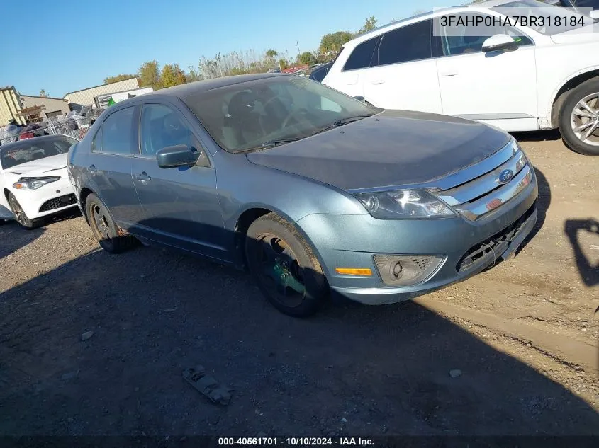 2011 Ford Fusion Se VIN: 3FAHP0HA7BR318184 Lot: 40561701