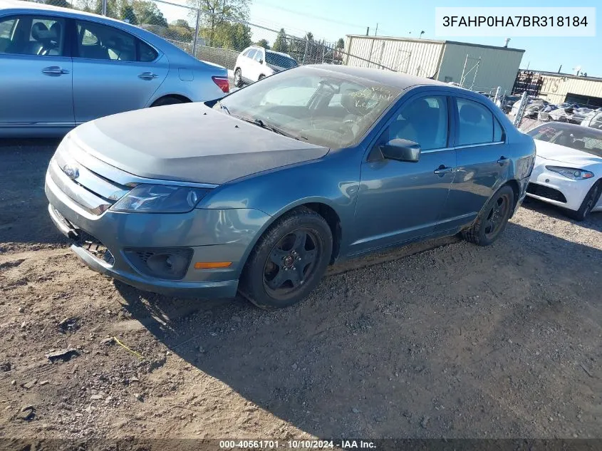 2011 Ford Fusion Se VIN: 3FAHP0HA7BR318184 Lot: 40561701