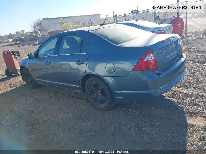 2011 Ford Fusion Se VIN: 3FAHP0HA7BR318184 Lot: 40561701