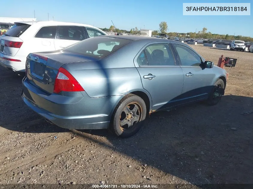 2011 Ford Fusion Se VIN: 3FAHP0HA7BR318184 Lot: 40561701