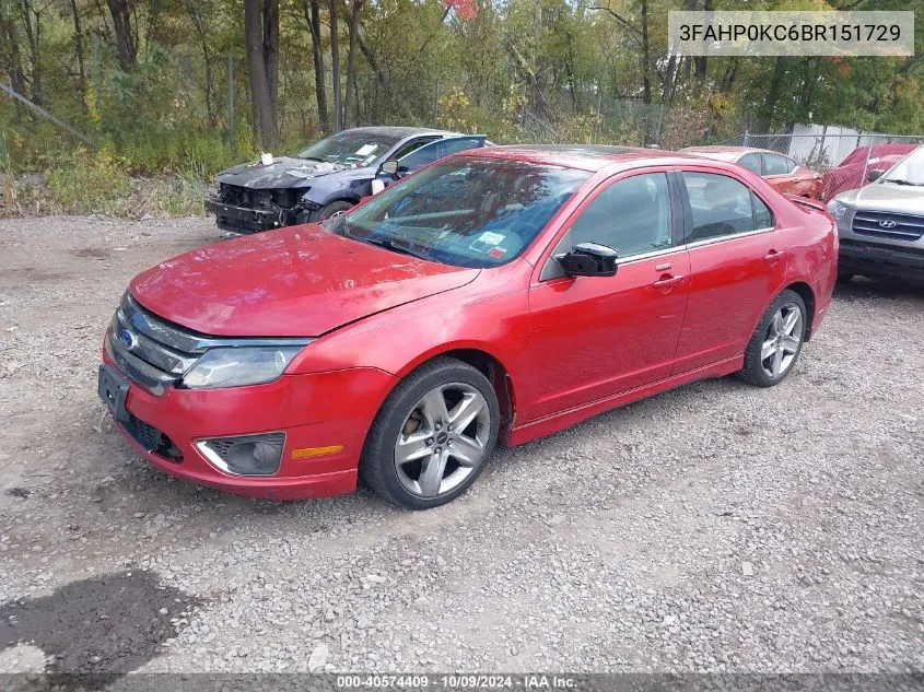 2011 Ford Fusion Sport VIN: 3FAHP0KC6BR151729 Lot: 40574409