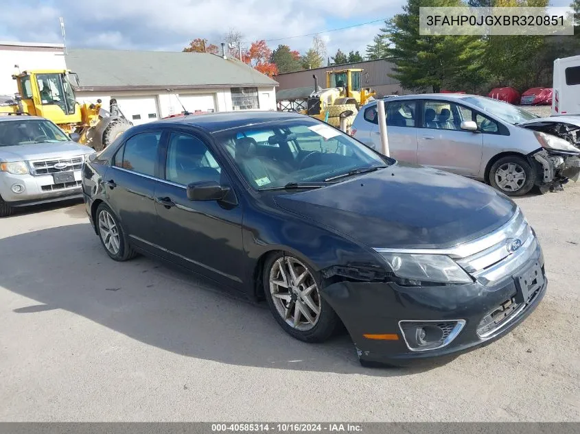 2011 Ford Fusion Sel VIN: 3FAHP0JGXBR320851 Lot: 40585314