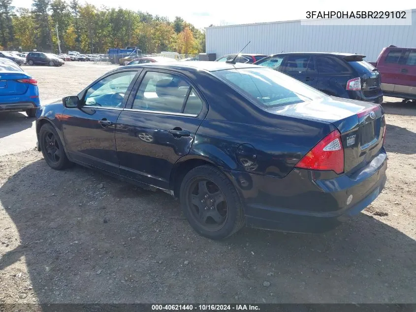 2011 Ford Fusion Se VIN: 3FAHP0HA5BR229102 Lot: 40621440