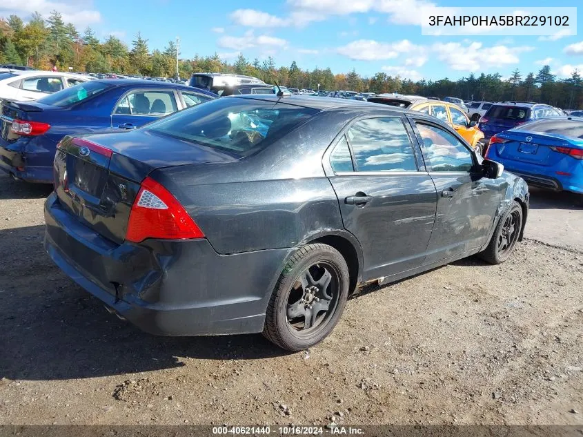 2011 Ford Fusion Se VIN: 3FAHP0HA5BR229102 Lot: 40621440