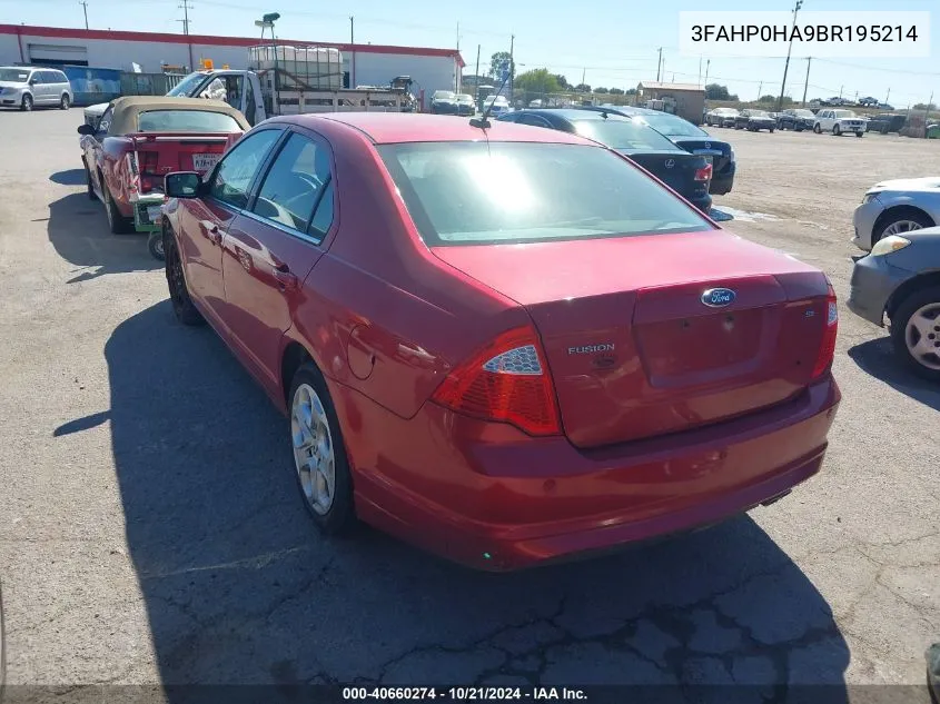 3FAHP0HA9BR195214 2011 Ford Fusion Se