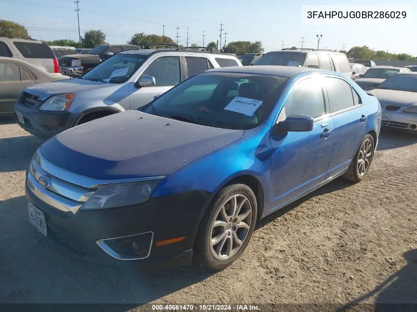 2011 Ford Fusion Sel VIN: 3FAHP0JG0BR286029 Lot: 40661470