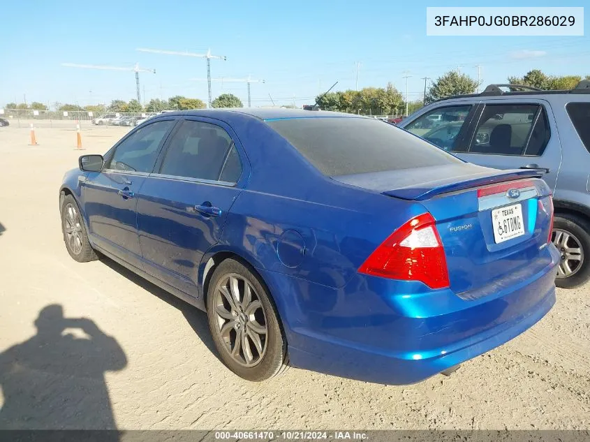 2011 Ford Fusion Sel VIN: 3FAHP0JG0BR286029 Lot: 40661470