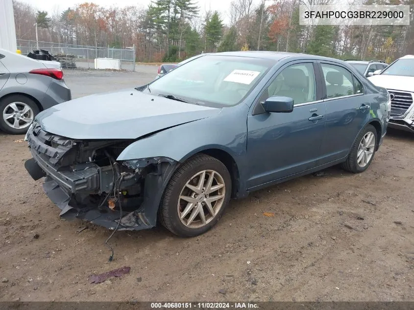 2011 Ford Fusion Sel VIN: 3FAHP0CG3BR229000 Lot: 40680151