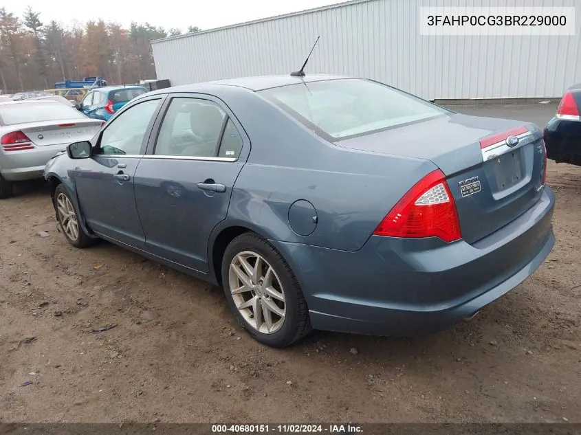 2011 Ford Fusion Sel VIN: 3FAHP0CG3BR229000 Lot: 40680151