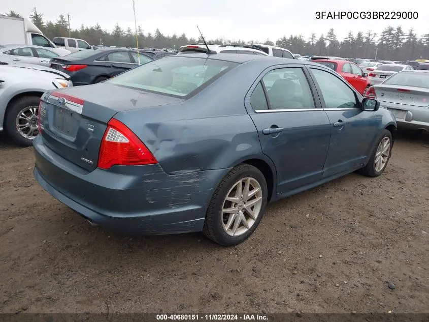 2011 Ford Fusion Sel VIN: 3FAHP0CG3BR229000 Lot: 40680151