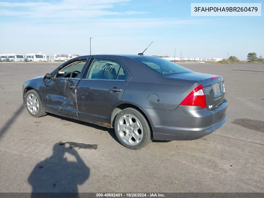 2011 Ford Fusion Se VIN: 3FAHP0HA9BR260479 Lot: 40692401