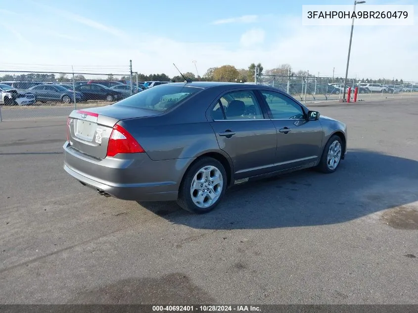 2011 Ford Fusion Se VIN: 3FAHP0HA9BR260479 Lot: 40692401