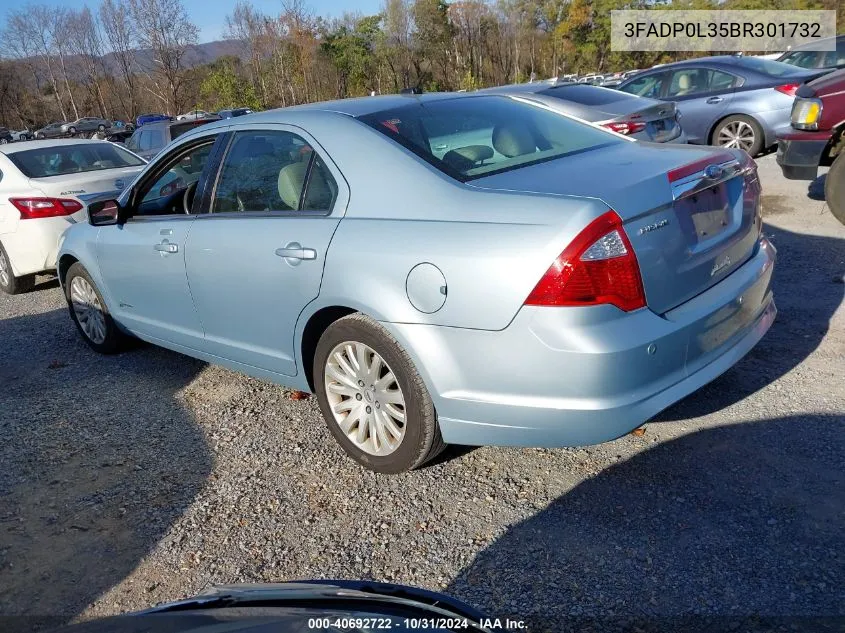 2011 Ford Fusion Hybrid VIN: 3FADP0L35BR301732 Lot: 40692722