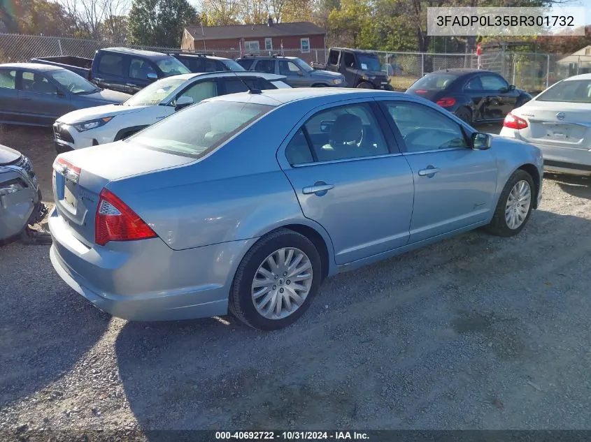 2011 Ford Fusion Hybrid VIN: 3FADP0L35BR301732 Lot: 40692722