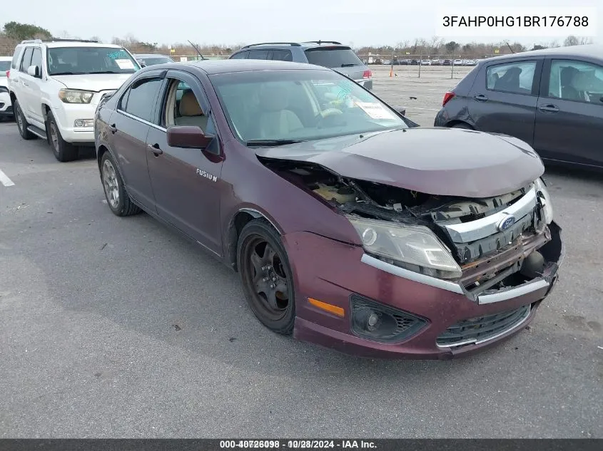 2011 Ford Fusion Se VIN: 3FAHP0HG1BR176788 Lot: 40726098