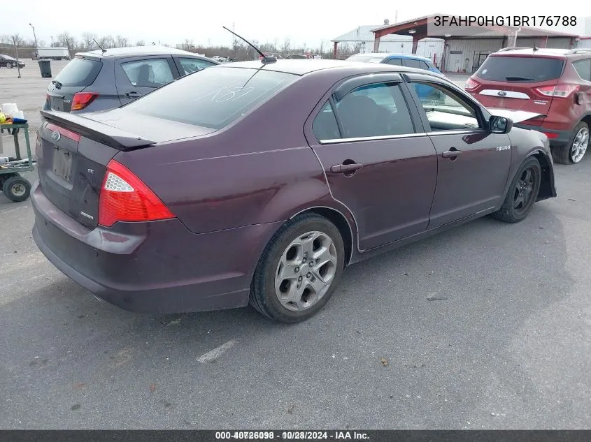 2011 Ford Fusion Se VIN: 3FAHP0HG1BR176788 Lot: 40726098