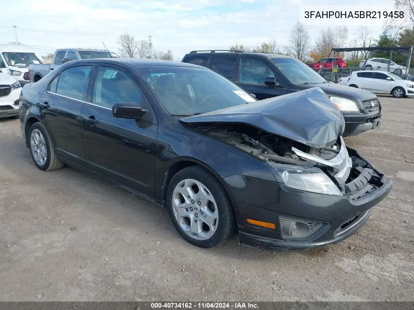 2011 Ford Fusion Se VIN: 3FAHP0HA5BR219458 Lot: 40734162