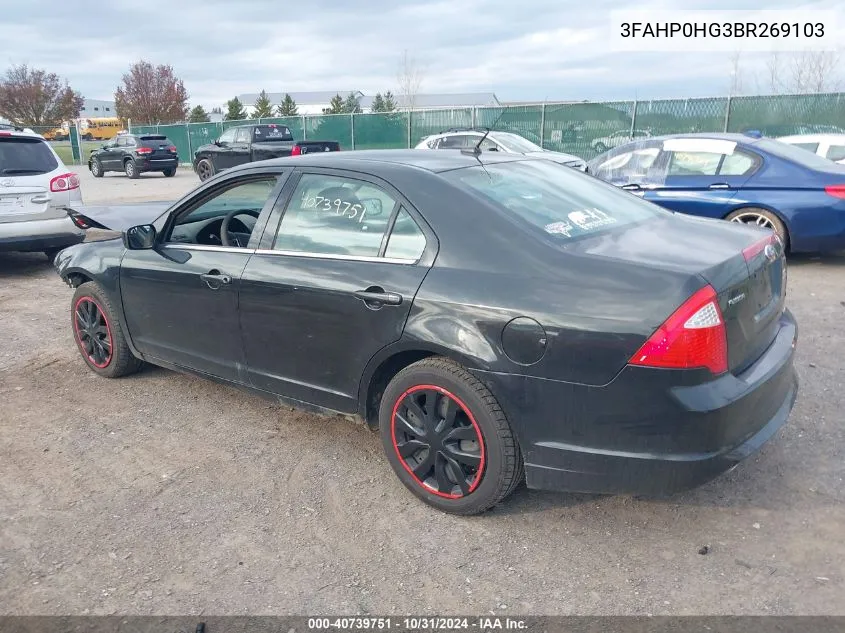 2011 Ford Fusion Se VIN: 3FAHP0HG3BR269103 Lot: 40739751