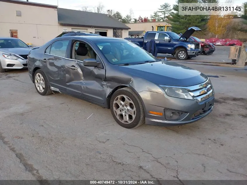 2011 Ford Fusion Se VIN: 3FAHP0HA4BR131145 Lot: 40749472