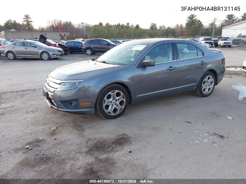 2011 Ford Fusion Se VIN: 3FAHP0HA4BR131145 Lot: 40749472