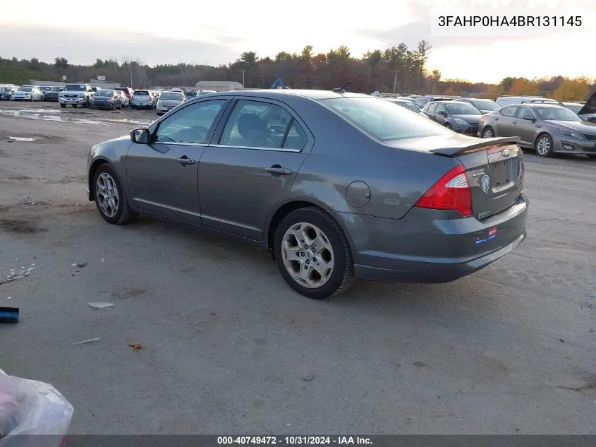 2011 Ford Fusion Se VIN: 3FAHP0HA4BR131145 Lot: 40749472