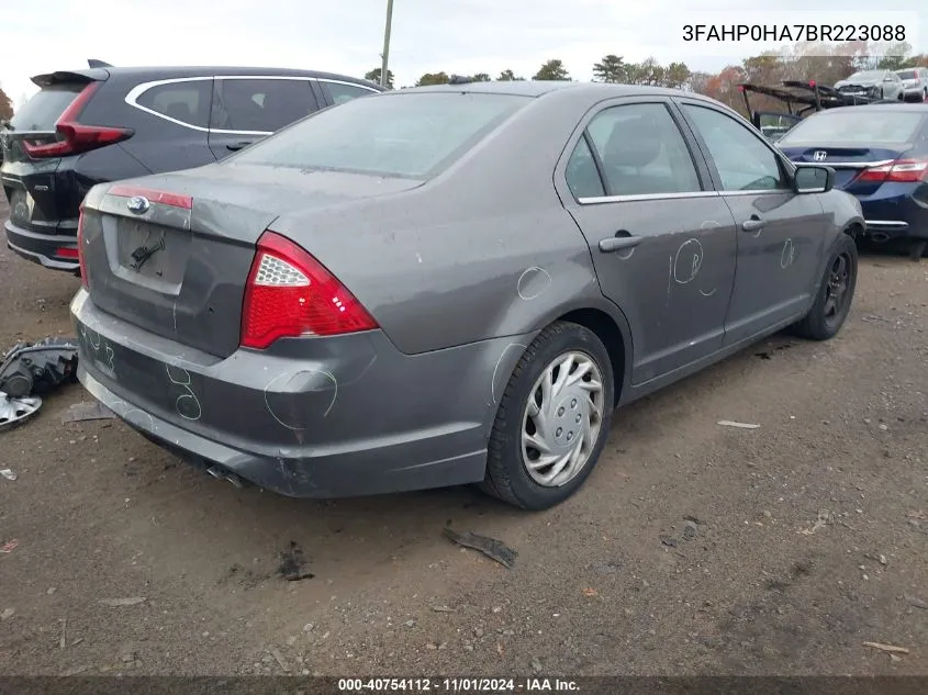 2011 Ford Fusion Se VIN: 3FAHP0HA7BR223088 Lot: 40754112