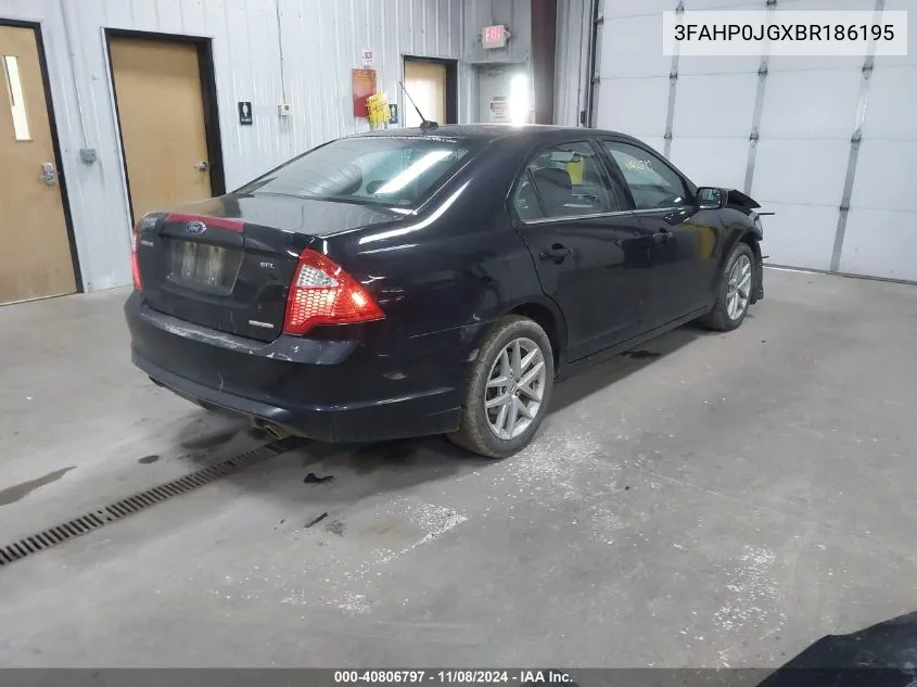 2011 Ford Fusion Sel VIN: 3FAHP0JGXBR186195 Lot: 40806797