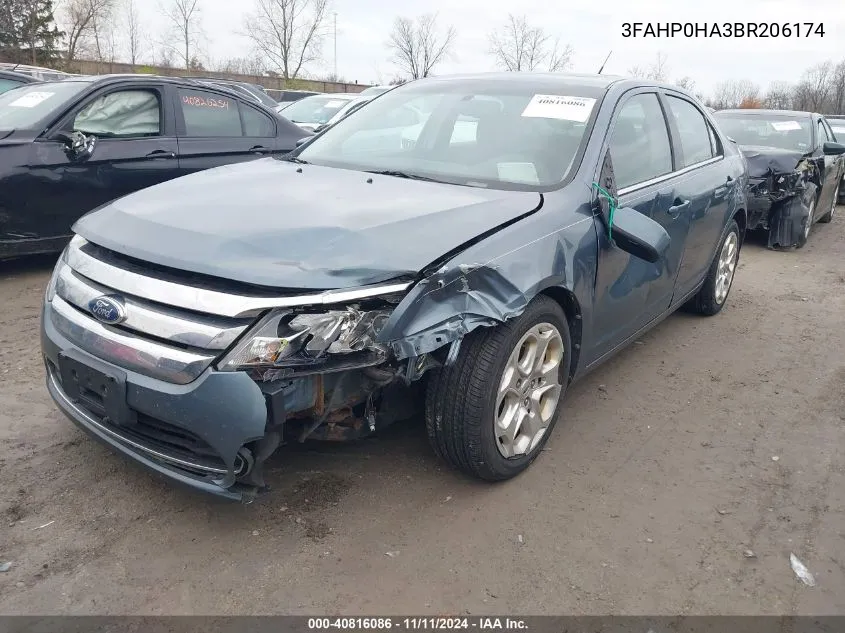 2011 Ford Fusion Se VIN: 3FAHP0HA3BR206174 Lot: 40816086