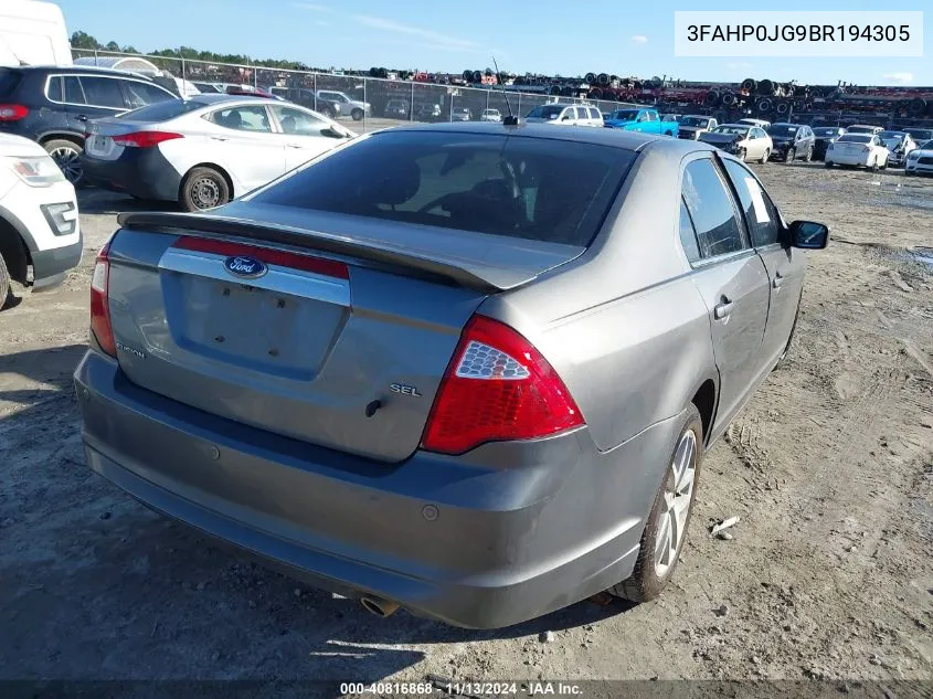 3FAHP0JG9BR194305 2011 Ford Fusion Sel