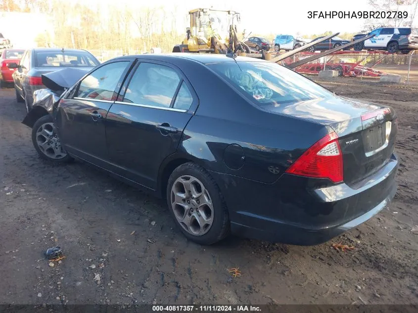 2011 Ford Fusion Se VIN: 3FAHP0HA9BR202789 Lot: 40817357