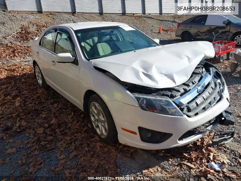 2011 Ford Fusion Se VIN: 3FAHP0HG8BR208653 Lot: 40827671