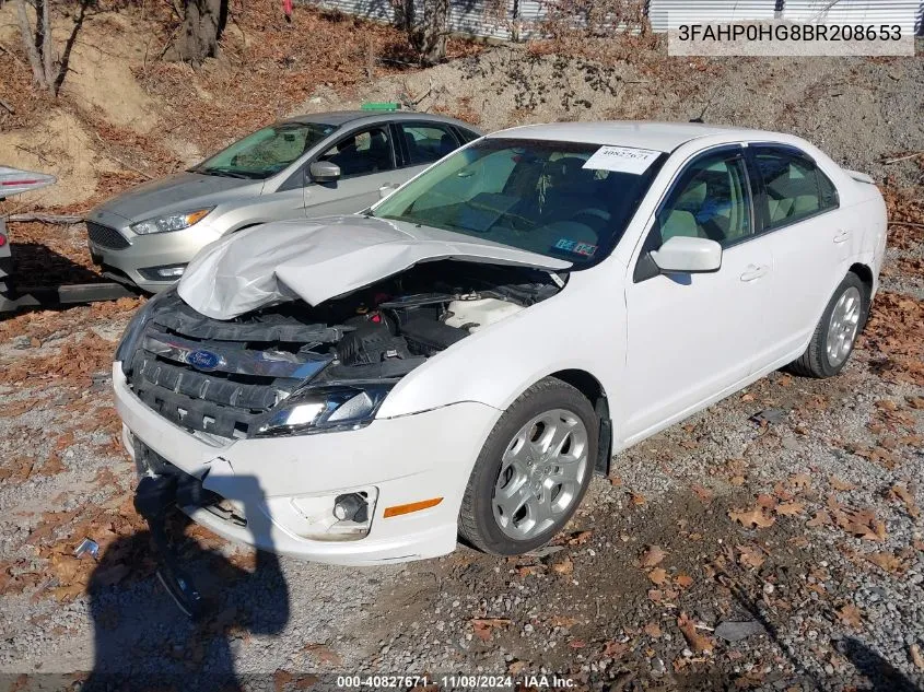 2011 Ford Fusion Se VIN: 3FAHP0HG8BR208653 Lot: 40827671