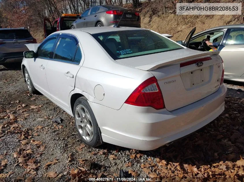 2011 Ford Fusion Se VIN: 3FAHP0HG8BR208653 Lot: 40827671