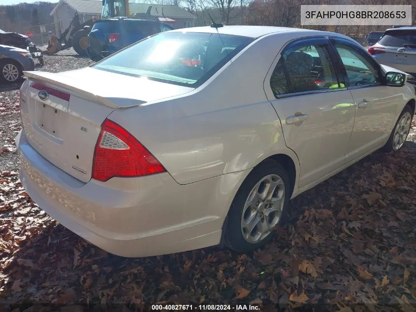 2011 Ford Fusion Se VIN: 3FAHP0HG8BR208653 Lot: 40827671