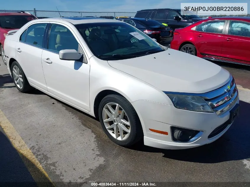 2011 Ford Fusion Sel VIN: 3FAHP0JG0BR220886 Lot: 40836434