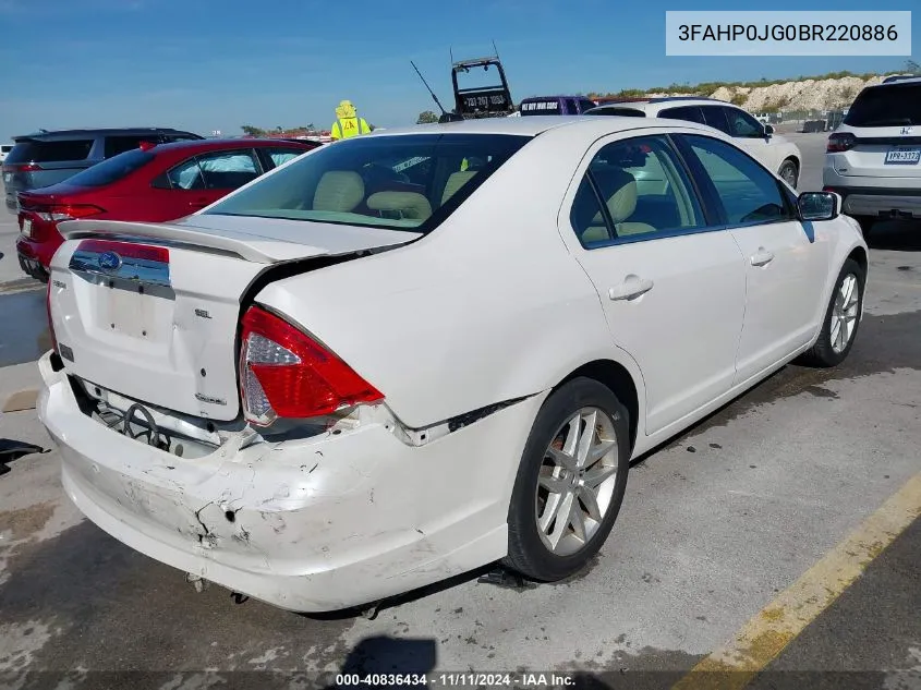 2011 Ford Fusion Sel VIN: 3FAHP0JG0BR220886 Lot: 40836434