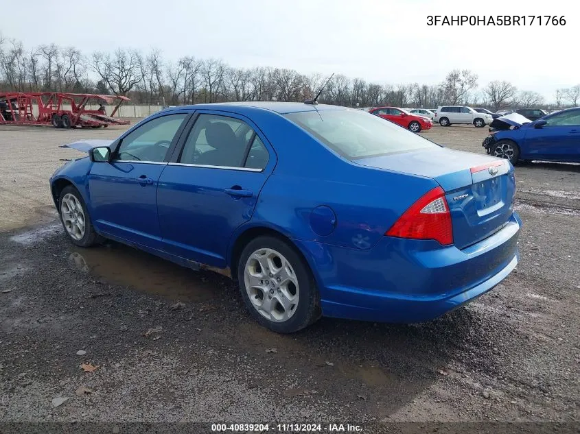 2011 Ford Fusion Se VIN: 3FAHP0HA5BR171766 Lot: 40839204