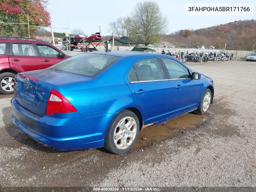 2011 Ford Fusion Se VIN: 3FAHP0HA5BR171766 Lot: 40839204