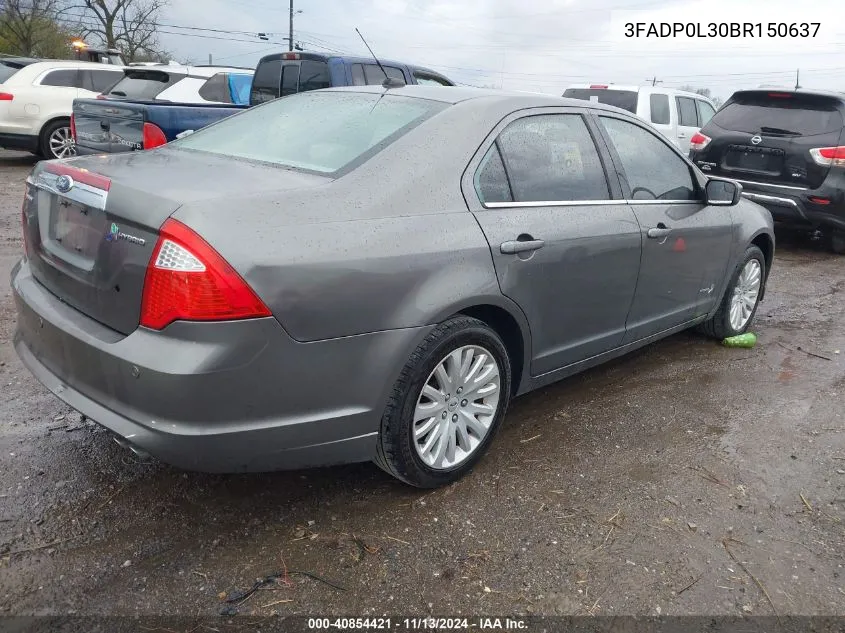 2011 Ford Fusion Hybrid VIN: 3FADP0L30BR150637 Lot: 40854421