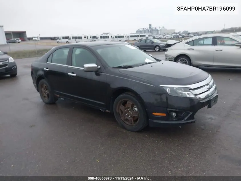 2011 Ford Fusion Se VIN: 3FAHP0HA7BR196099 Lot: 40855973