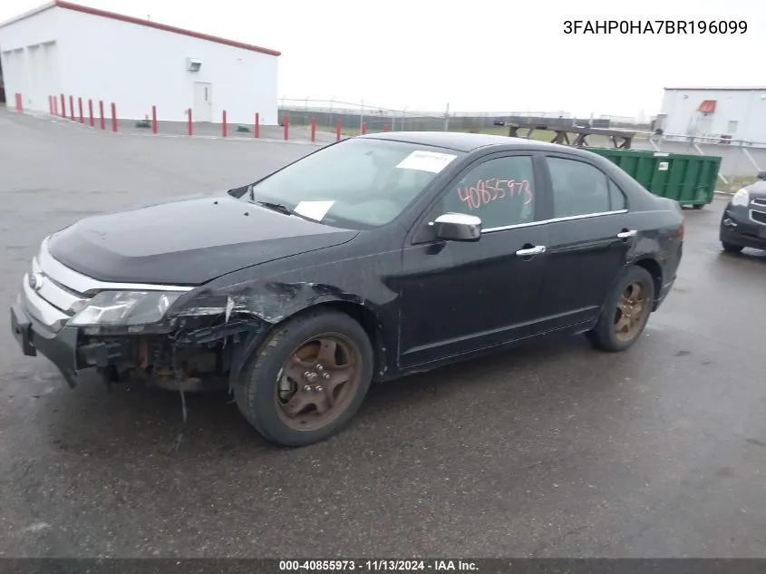 2011 Ford Fusion Se VIN: 3FAHP0HA7BR196099 Lot: 40855973