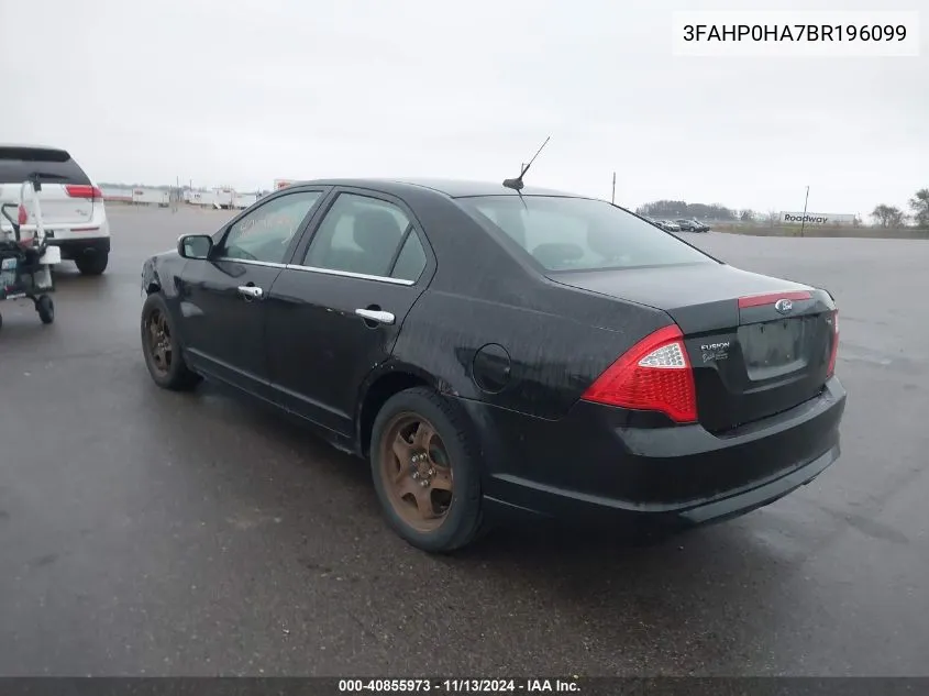 2011 Ford Fusion Se VIN: 3FAHP0HA7BR196099 Lot: 40855973