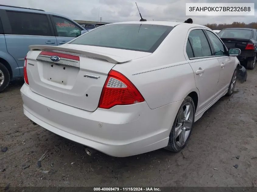 2011 Ford Fusion Sport VIN: 3FAHP0KC7BR232688 Lot: 40869479