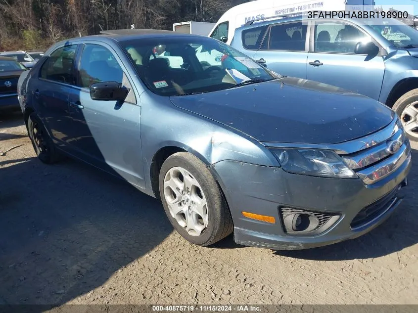 2011 Ford Fusion Se VIN: 3FAHP0HA8BR198900 Lot: 40875719